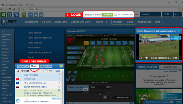 Como ver jogos online em direto na 1xbet livestream