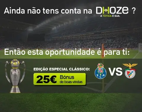 Bónus de boas-vindas especial clássico Porto vs Benfica na Dhoze