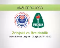 Prognóstico Zrinjski Breidablik (07 August 2025)