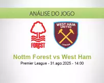 Prognóstico Nottm Forest West Ham (31 August 2025)