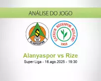 Prognóstico Alanyaspor Rize (16 August 2025)