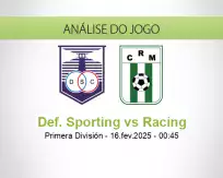 Prognóstico Def. Sporting Racing (16 February 2025)