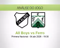 Prognóstico All Boys Ferro (04 April 2026)
