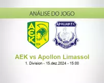 Prognóstico AEK Apollon Limassol (15 December 2024)