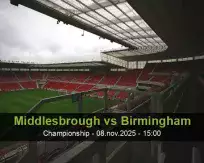Prognóstico Middlesbrough Birmingham (08 November 2025)