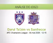 Prognóstico Darul Ta'zim Sanfrecce (04 March 2026)