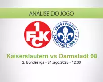 Prognóstico Kaiserslautern Darmstadt 98 (31 August 2025)