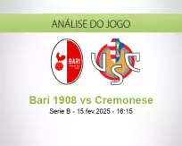 Prognóstico Bari 1908 Cremonese (15 February 2025)